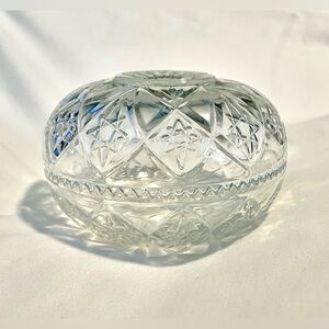 *EUC* Sawtooth Trinket Box/Candy Dish/Round Dish - Cut Clear Glass - Intricate